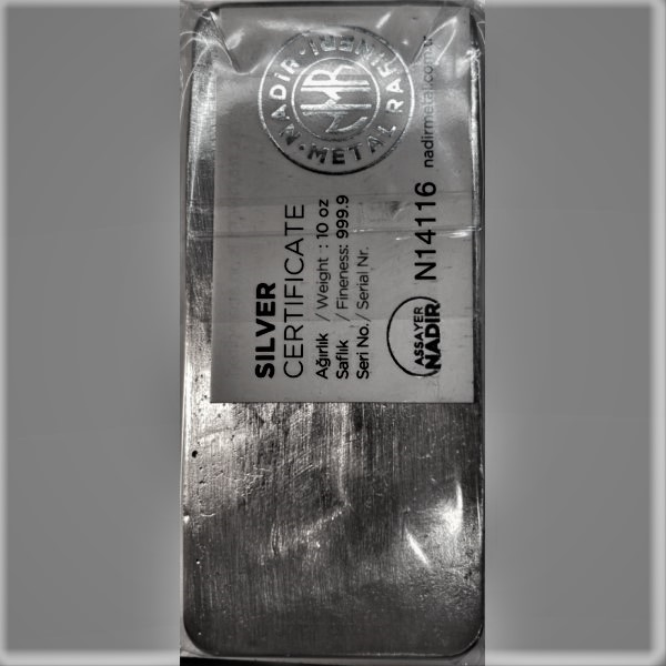SILVER BARS 10 OZ - 10 OZ SILVER BAR NADIR - 10SBNA
