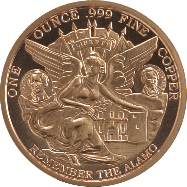 1 OZ COPPER ROUND TEXAS COMMEMORATIVE
