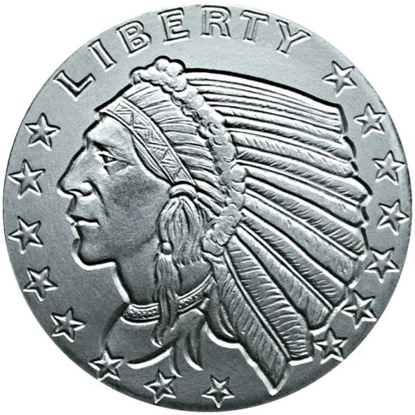 SILVER ROUNDS 1 OZ - 1 OZ SILVER ROUND INCUSE INDIAN DESIGN GOLDEN STATE MINT - 1SRDINGSM