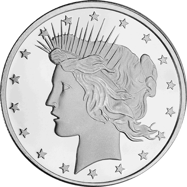 SILVER ROUNDS 1 OZ - 1 OZ SILVER ROUND PEACE DOLLAR - 1SRDP