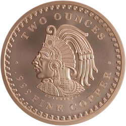 2 OZ COPPER ROUND AZTEC CALENDAR