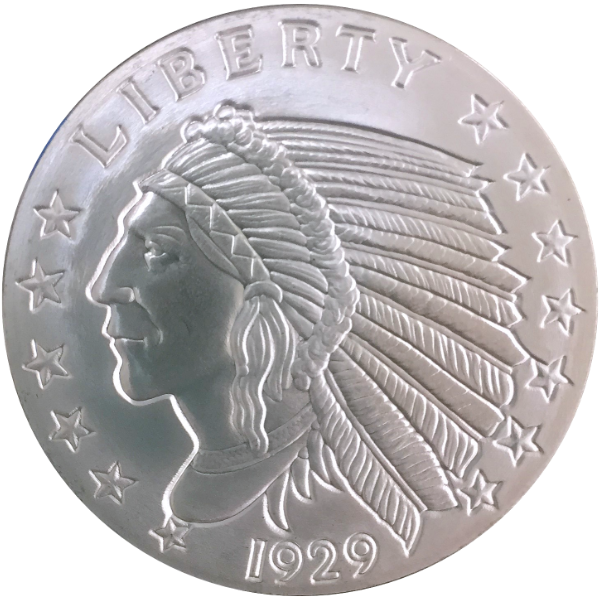 SILVER ROUNDS 2 OZ - 2 OZ SILVER ROUND INCUSE INDIAN DESIGN GOLDEN STATE MINT - 2SRDINGSM