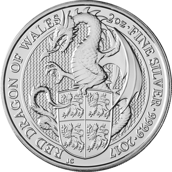WORLD SILVER - 2017 2 OZ SILVER QUEENS BEAST RED DRAGON - 2SQBRE17