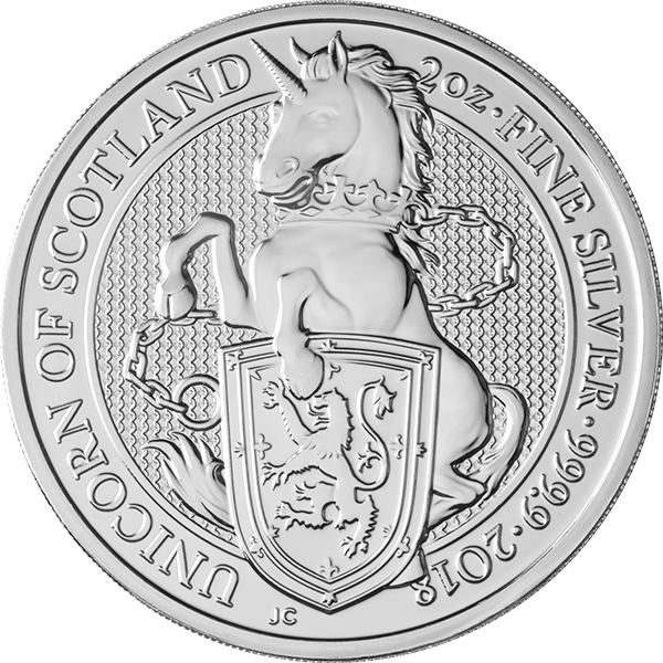 WORLD SILVER - 2018 2 OZ SILVER QUEENS BEAST UNICORN OF SCOTLAND - 2SQBUN18