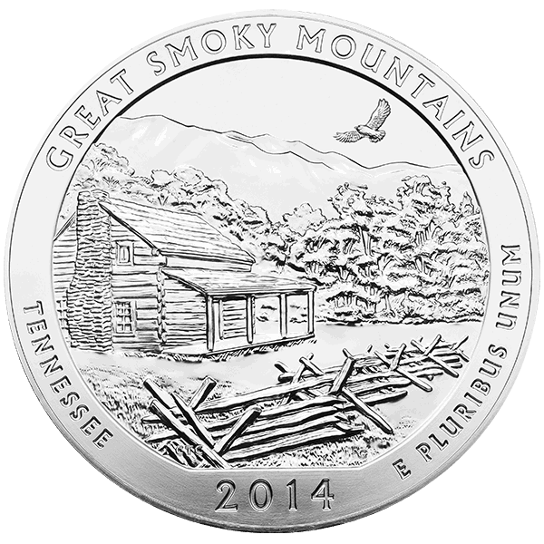 AMERICA THE BEAUTIFUL - 2014 5 OZ SILVER ATB GREAT SMOKEY MOUNTAINS - 5ATBSM