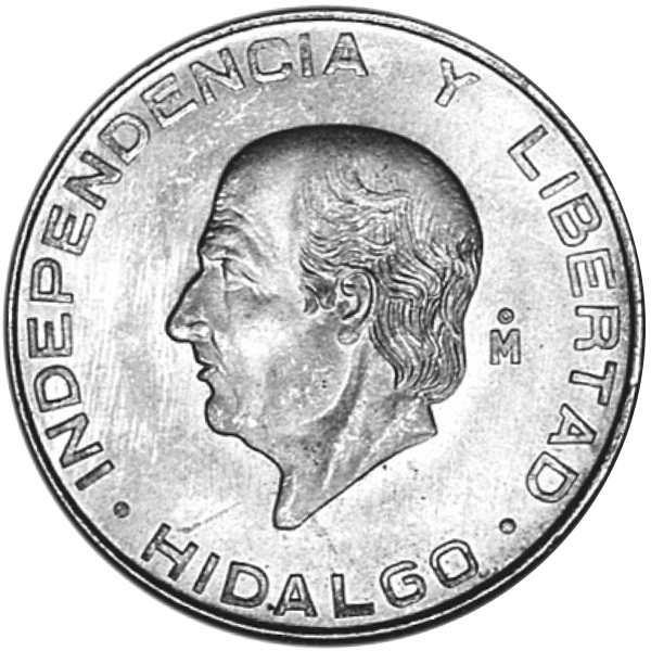 1955-1957 MEXICAN 5 PESO SILVER HIDALGO
