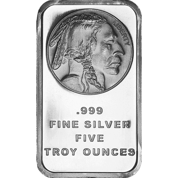 SILVER BARS ASSORTED WEIGHT - 5 OZ SILVER BAR BUFFALO - 5SBBU