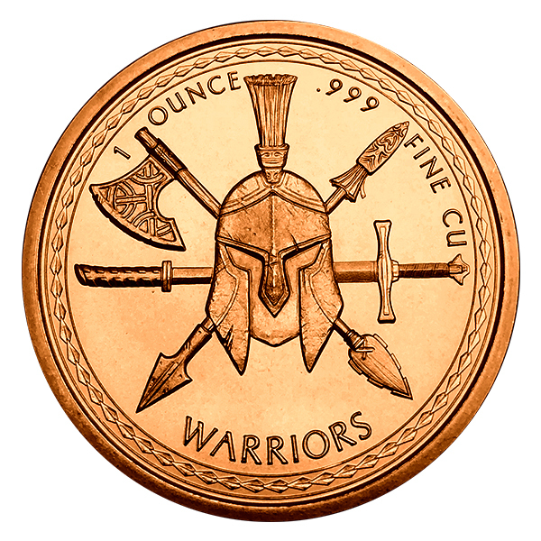 1 OZ COPPER ROUND AZTEC WARRIOR