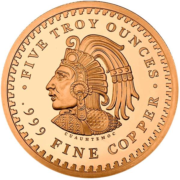 5 OZ COPPER ROUND AZTEC CALENDAR