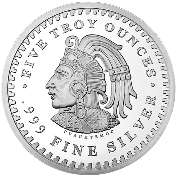 5 OZ SILVER ROUND AZTEC CALENDAR