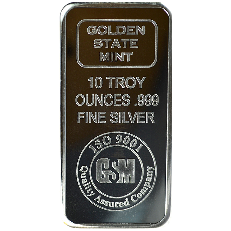 10 OZ SILVER BAR GOLDEN STATE MINT