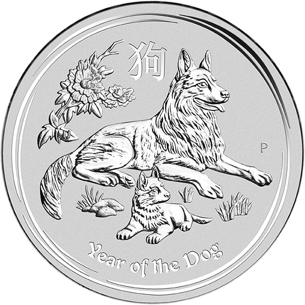 AUSTRALIAN SILVER - 2018 5 OZ PERTH SILVER DOG - 5SPDO18