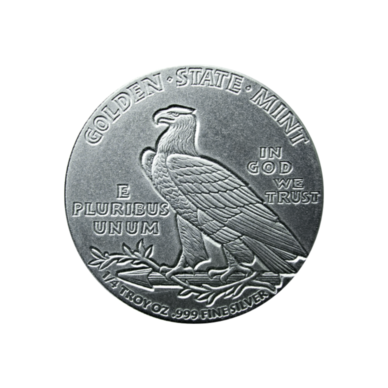 1/4 oz Silver Round Incuse Indian Design Golden State Mint, back