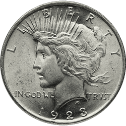AMERICAN SILVER PEACE DOLLAR BU