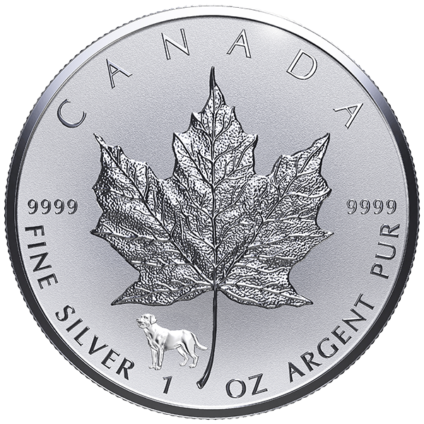 CANADIAN SILVER - 2018 1 OZ CANADIAN SILVER MAPLE LEAF DOG PRIVY - 1SMLDO18