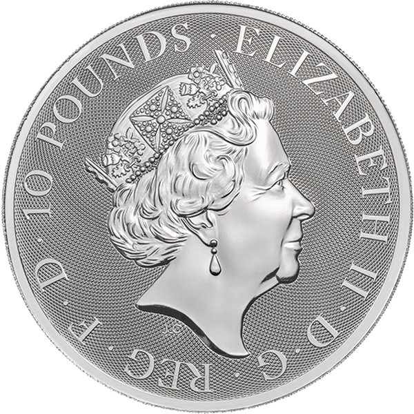 WORLD SILVER - 2018 10 OZ BRITISH SILVER QUEENS BEAST GRIFFIN - 10SQBGR18