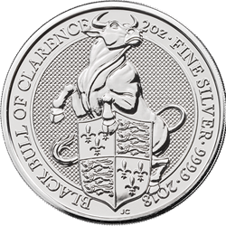 2018 2 OZ SILVER QUEENS BEAST BLACK BULL