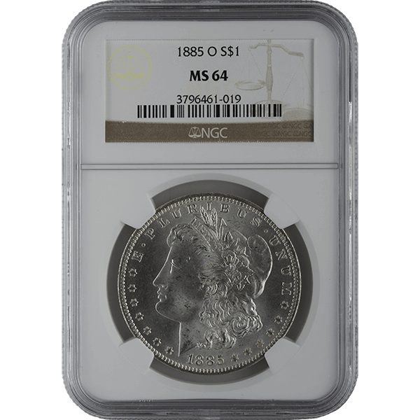 SILVER DOLLARS - 1878-1904 AMERICAN SILVER MORGAN DOLLAR NGC64 - RMORG$NGC64
