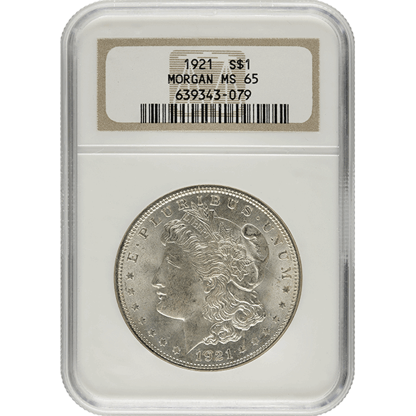 1921 AMERICAN SILVER MORGAN DOLLAR NGC65