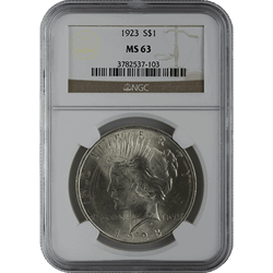 1921-1935 AMERICAN SILVER PEACE DOLLAR NGC63