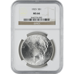 1921-1935 AMERICAN SILVER PEACE DOLLAR NGC66