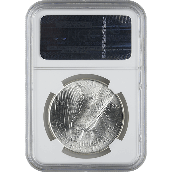 1921-1935 AMERICAN SILVER PEACE DOLLAR NGC66