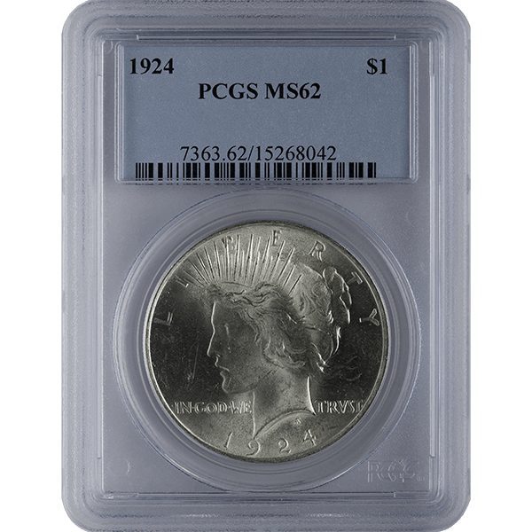 SILVER DOLLARS - 1921-1935 AMERICAN SILVER PEACE DOLLAR PCGS62 - RPEACE$PCGS62
