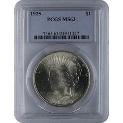 1921-1935 AMERICAN SILVER PEACE DOLLAR PCGS63