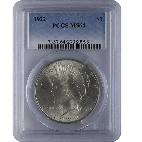 1921-1935 AMERICAN SILVER PEACE DOLLAR PCGS64