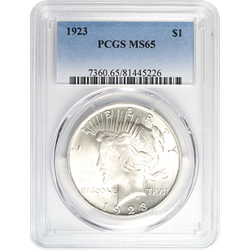 1921-1935 AMERICAN SILVER PEACE DOLLAR PCGS65
