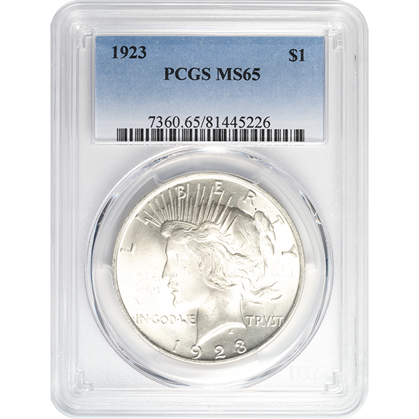 1921-1935 AMERICAN SILVER PEACE DOLLAR PCGS65