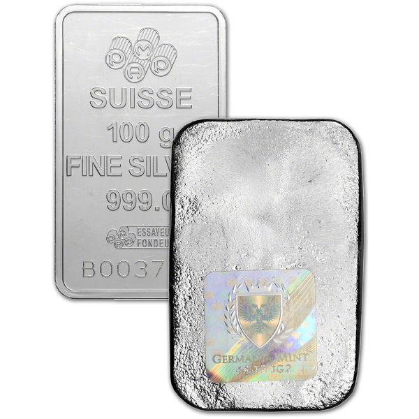 SILVER BARS ASSORTED WEIGHT - 100 GRAM SILVER BAR - 100GRSB
