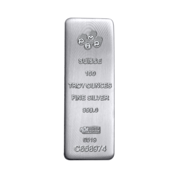 SILVER BARS 100 OZ - 100 OZ SILVER BAR PAMP CAST - 100SBPA