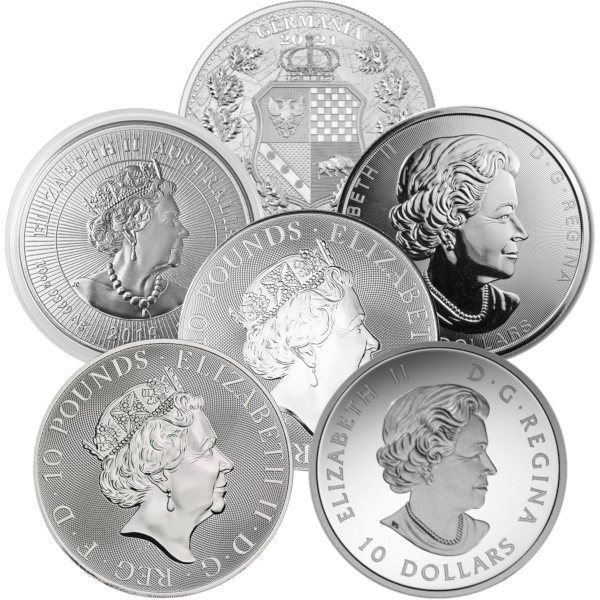 WORLD SILVER - 10 OZ SILVER SOVEREIGN MINT COINS MISC TYPE - 10SC