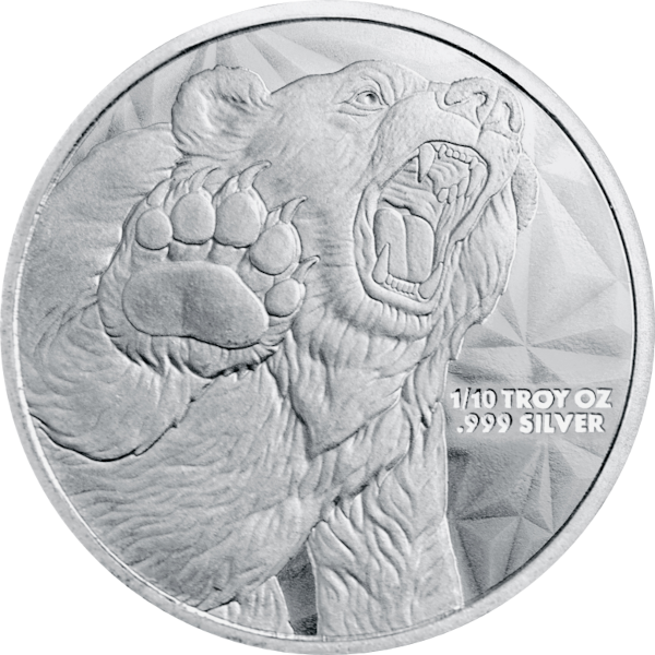 SILVER ROUNDS FRACTIONAL - 1/10 OZ SILVER ROUND BULL AND BEAR GOLDEN STATE MINT - .1SRDBBGSM