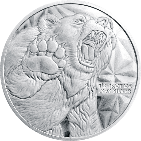 SILVER ROUNDS FRACTIONAL - 1/2 OZ SILVER ROUND BULL AND BEAR GOLDEN STATE MINT - .5SRDBBGSM