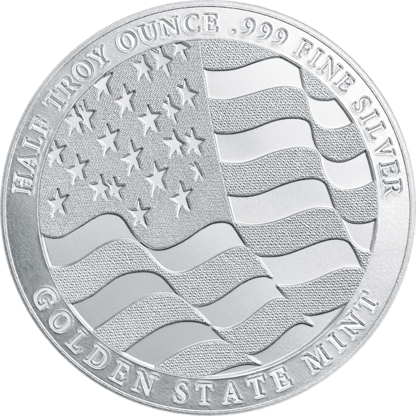 SILVER ROUNDS FRACTIONAL - 1/2 OZ SILVER ROUND EAGLE GOLDEN STATE MINT - .5SRDEAGSM