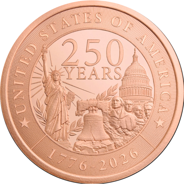COPPER - 1 OZ COPPER ROUND 250TH ANNIVERSARY GOLDEN STATE MINT - 1CRD250