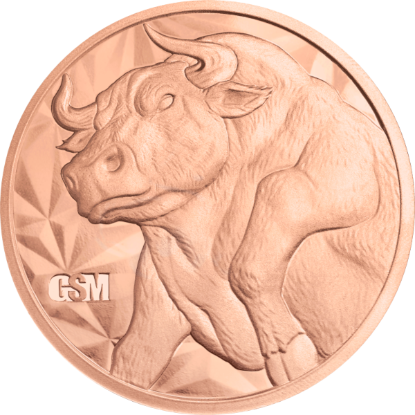 1 oz Copper Round Bull And Bear Golden State Mint, front
