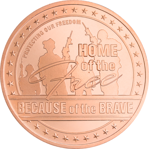 COPPER - 1 OZ COPPER ROUND HOME OF THE FREE - 1CRDHO