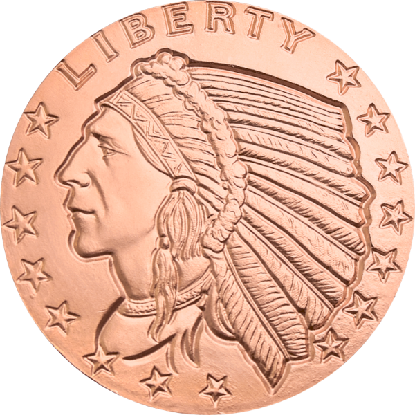 COPPER - 1 OZ COPPER ROUND INCUSE INDIAN - 1CRDIN