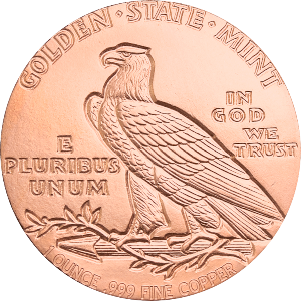 COPPER - 1 OZ COPPER ROUND INCUSE INDIAN - 1CRDIN