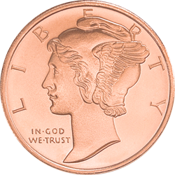 1 oz Copper Round Mercury Dime