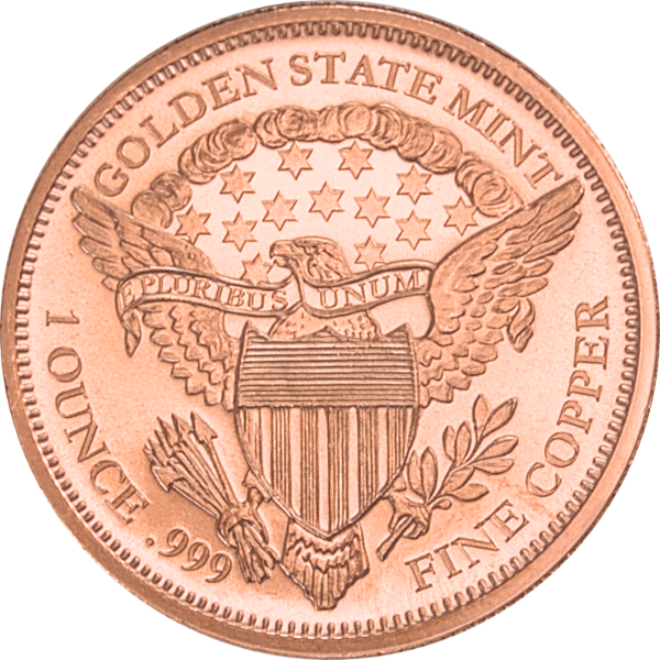 1 oz Copper Round Mercury Dime, back