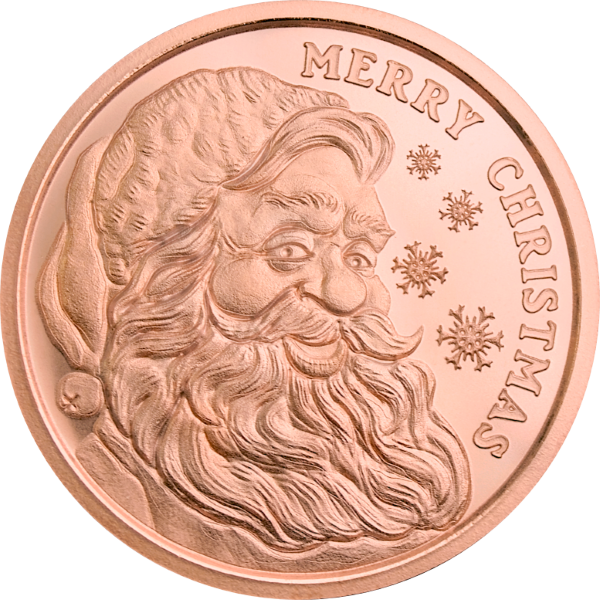 1 OZ COPPER ROUND SANTA GOLDEN STATE MINT