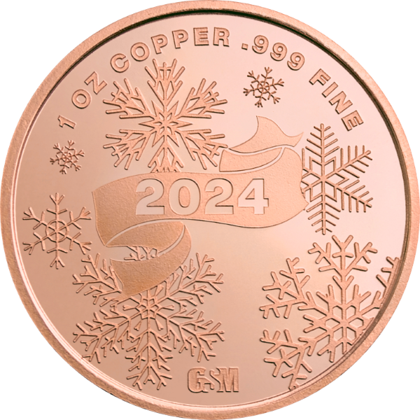 1 OZ COPPER ROUND SANTA GOLDEN STATE MINT