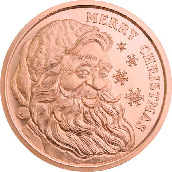1 oz Copper Round Santa Golden State Mint, front