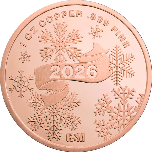 1 oz Copper Round Santa Golden State Mint, back