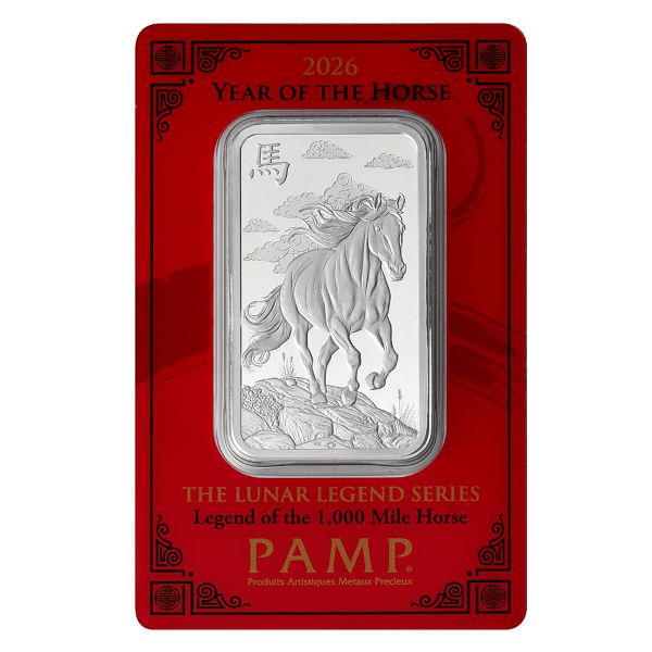 SILVER BARS 1 OZ - 1 OZ SILVER BAR PAMP LUNAR HORSE 2026 - 1SBPAHO26