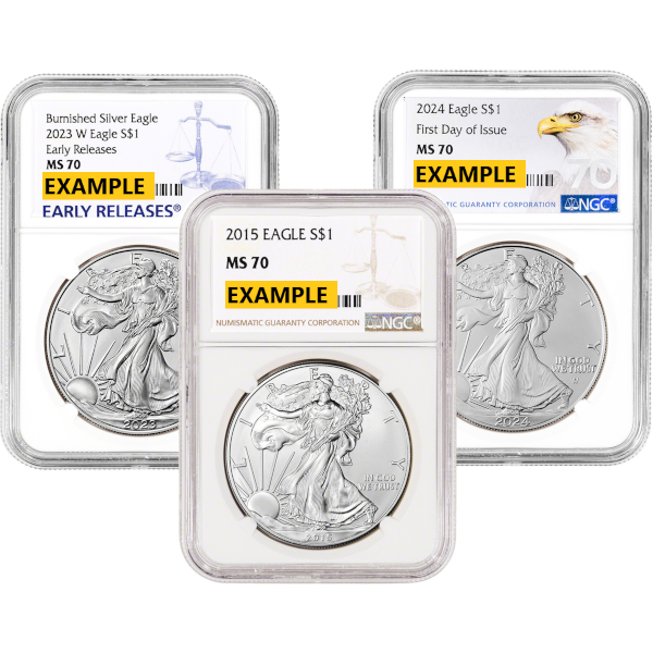 AMERICAN SILVER EAGLE NGC AND PCGS - 1 OZ AMERICAN SILVER EAGLE NGC MS70 - 1SEN70